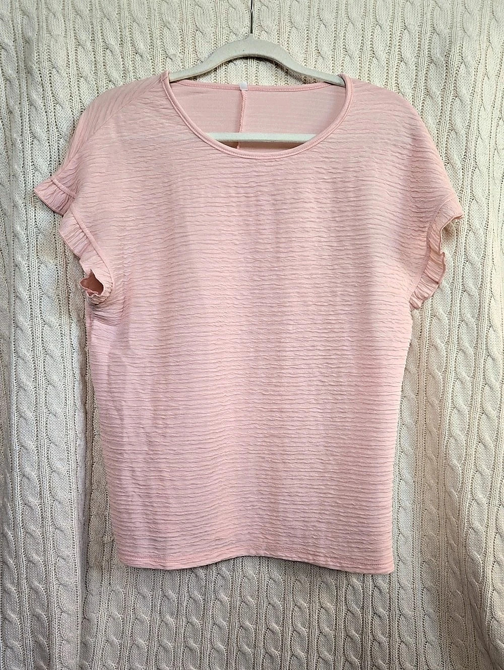 Pink Ruffle Sleeve Top Size Medium Like New